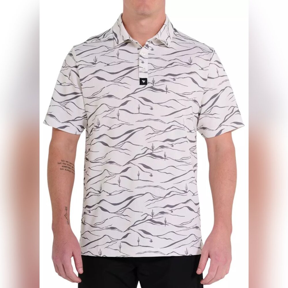 Bad Birdie Black and White Wave Polo